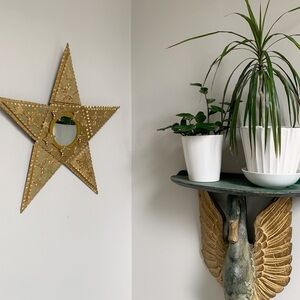 Gold Folk Art Sunburst Star Mirror